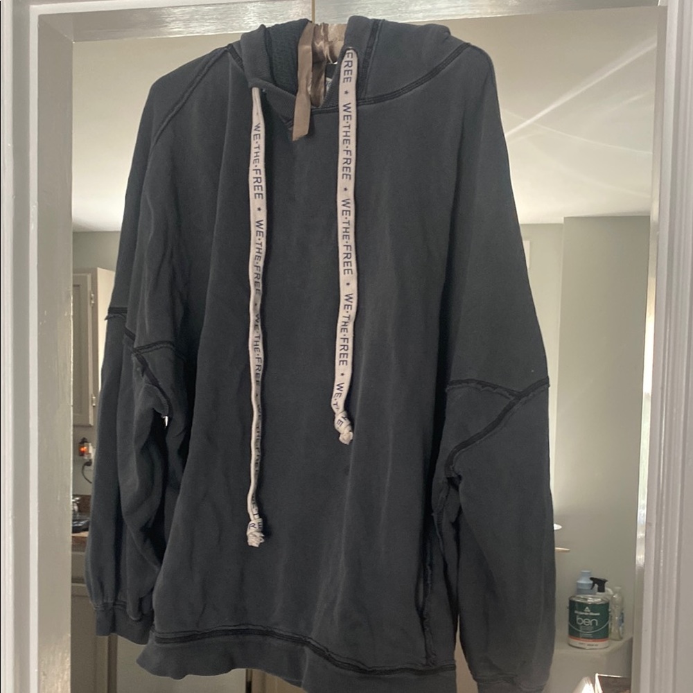 Free People Charcoal Hoodie Sweater